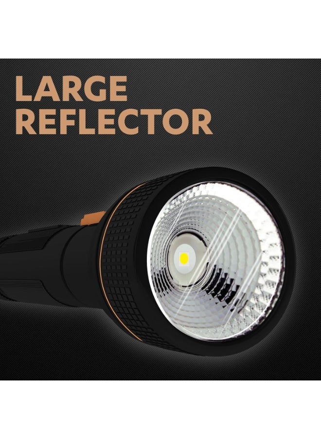 Duracell LED Torch Light, Super Bright, 6000 LUX, Ultra-Light and Easy to Carry Design, Large Reflector, for Everyday Use, 2AA Batteries Free, Black - Image 2